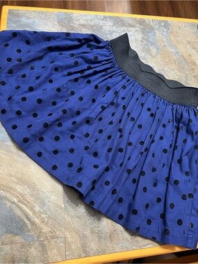 Girls Blue Polka Dot Skater Skirt with Black Waistband see pictures belt